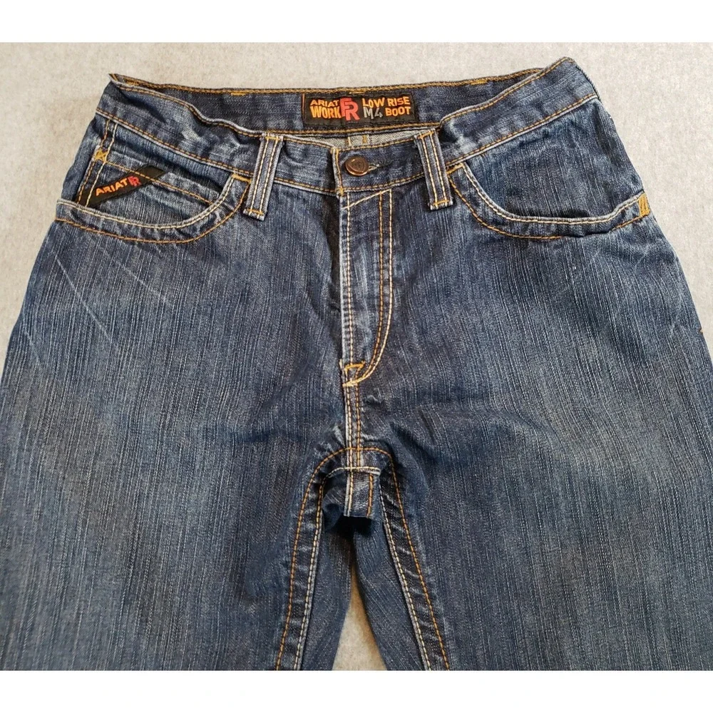 Ariat Work FR Low Rise Jeans Mens Medium Wash Sz 32x30 ACTUAL 32X29 Cat2